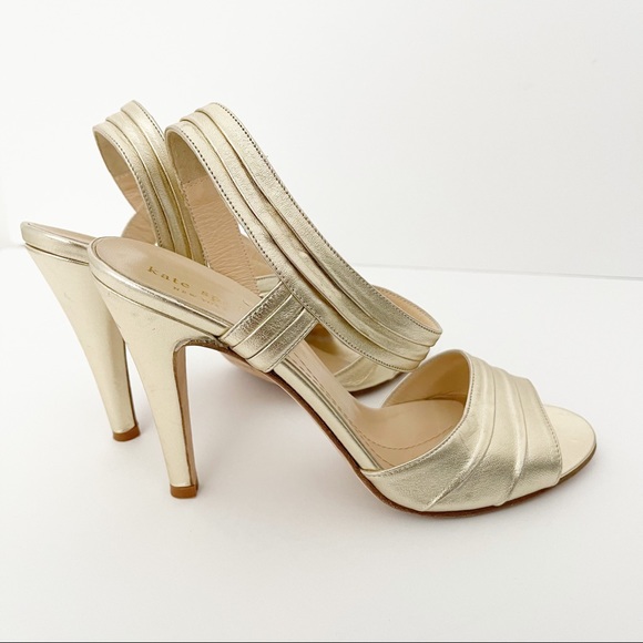 Kate Spade Helen Sandal Gold Metallic Heels - Picture 4 of 12